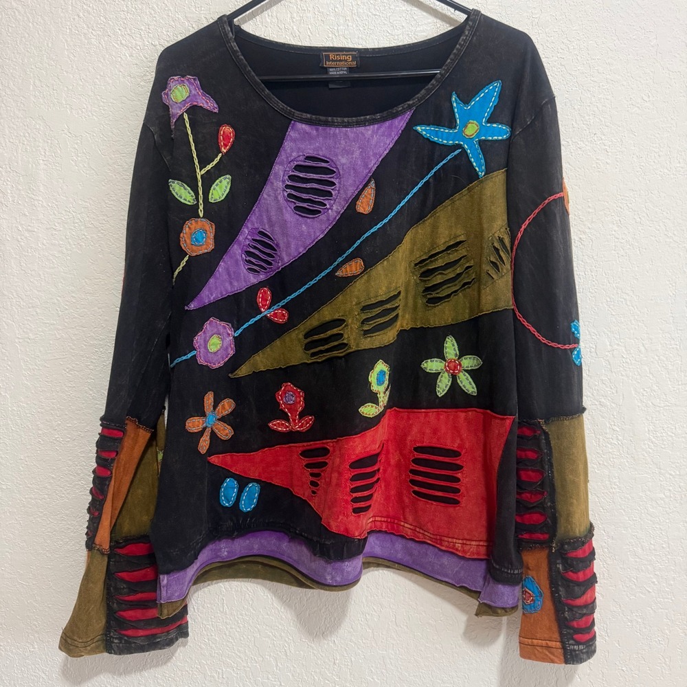 Rising International Boho Patchwork Razor Cut Flo… - image 2